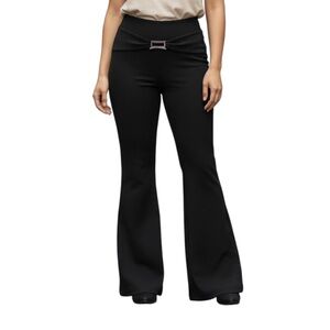 “Black Flare Dress Pants w/ Rhinestone Buckle – Size L, NWT”